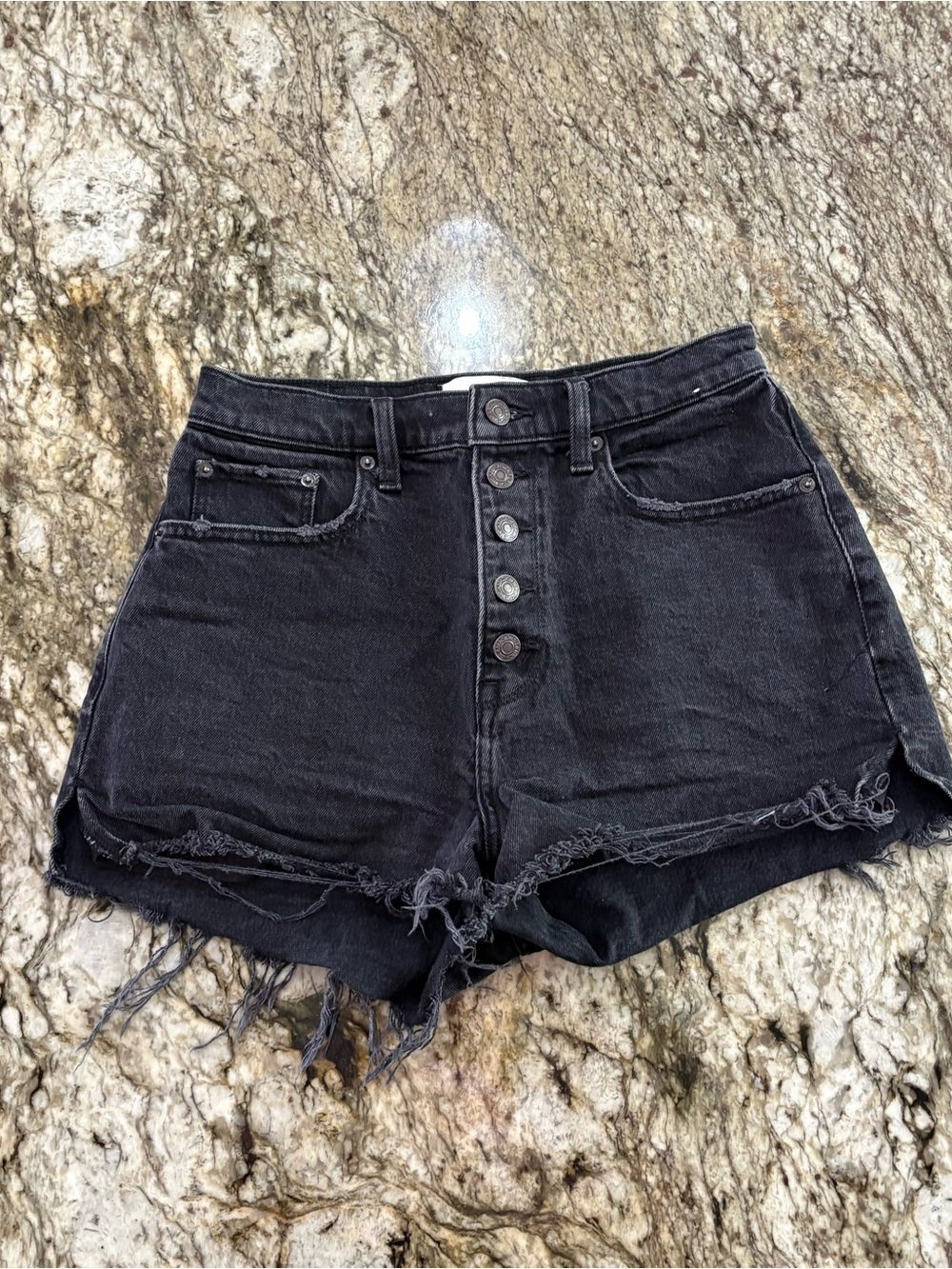 Abercrombie and Fitch Button Fly High Rise Mom Shorts Curve Love